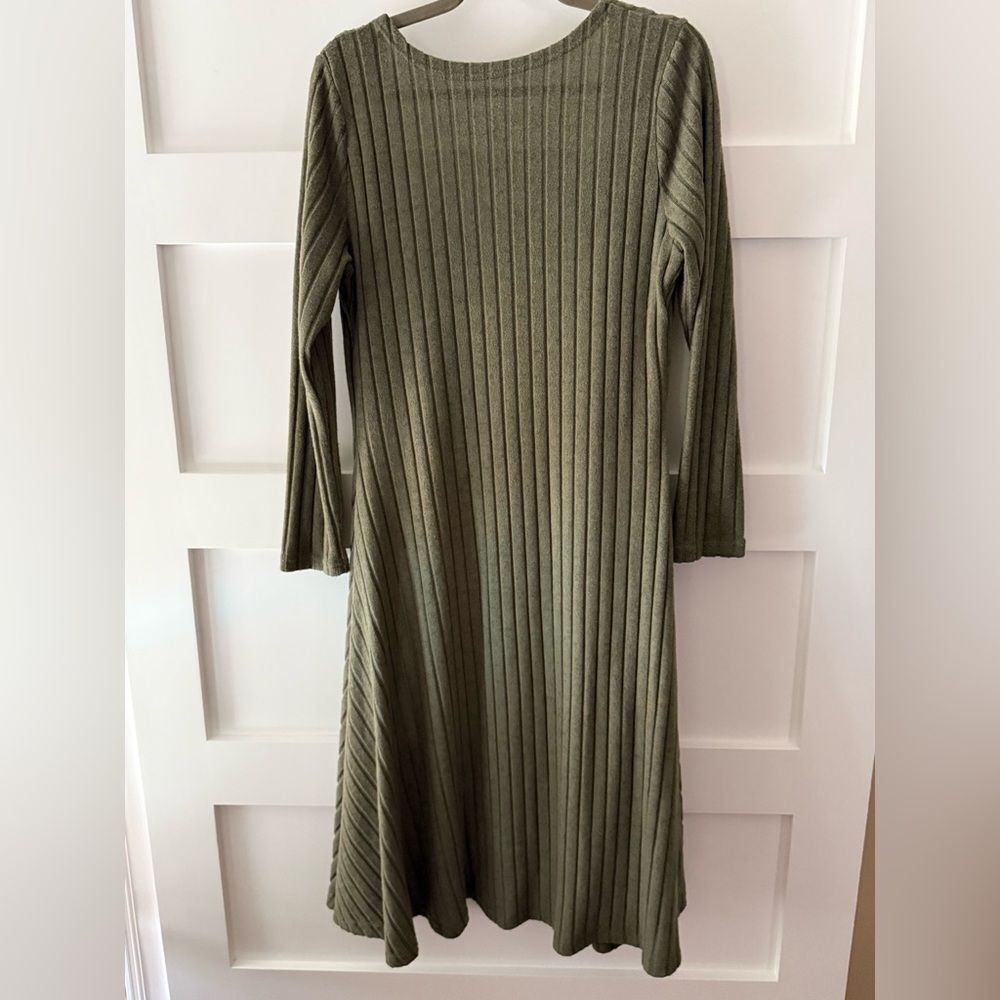 Olive Green Ribbed Cardigan - Picture 4 of 5